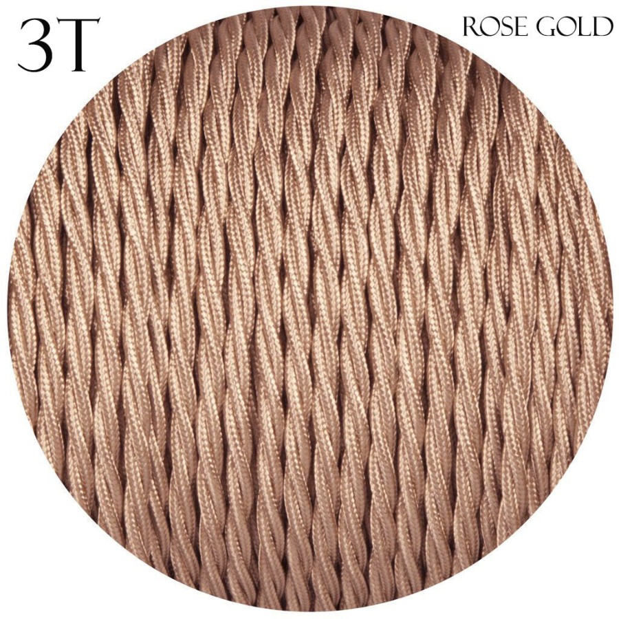 Click to view product details and reviews for Vintage 3 Core Twisted Italian Braided Cable Electrical Fabric Flexible Lamp Textile Cable Wire Cord For Uk Light4083 Rose Gold.