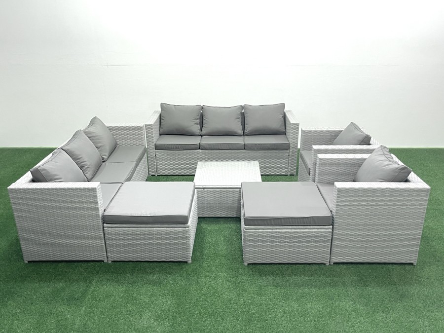 Click to view product details and reviews for Fimous Outdoor Rattan Sofa Garden Furniture Set With 2 Armchairs Square Coffee Table 2 Big Footstools Light Grey Mixed. Click to view product details and reviews for Fimous Outdoor Rattan Sofa Garden Furniture Set With 2 Armchairs Square Coffee Table 2 Big Footstools Light Grey Mixed.