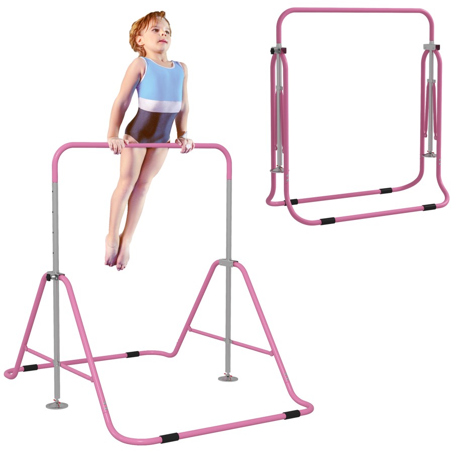 Click to view product details and reviews for Homcom Kids Gymnastics Bar W Adjustable Height Foldable Training Bar Pink.
