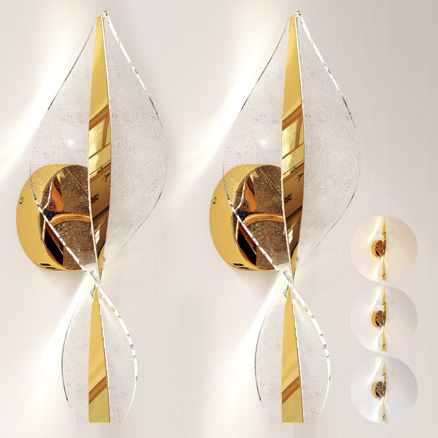 HOMCOM Led Wall Lamp 2 Pack, Modern Indoor Spiral Wall Light, Gold