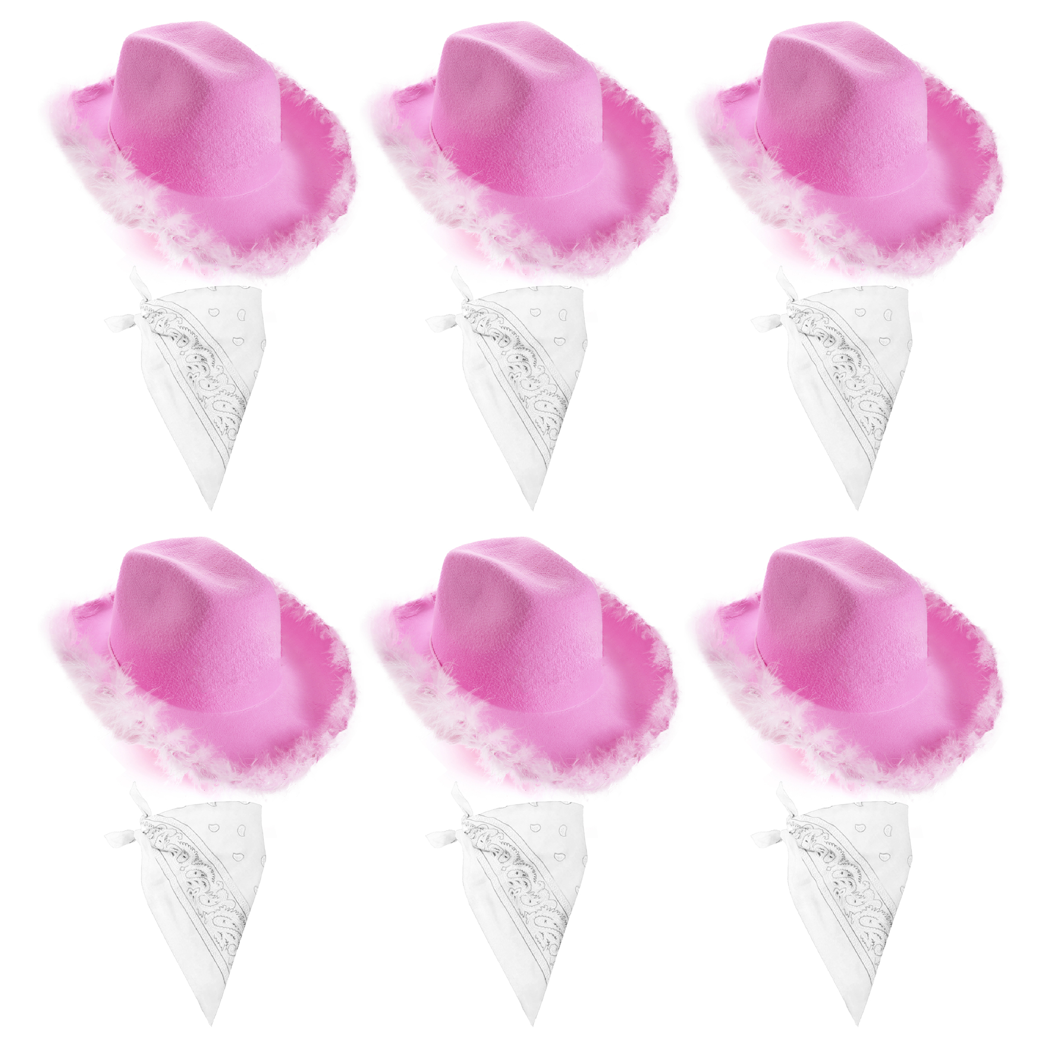 Click to view product details and reviews for Lilac Pink Cowboy Hat White Bandana Pack Of 6.
