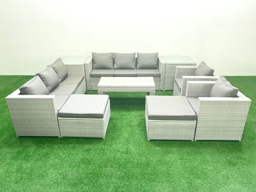 Click to view product details and reviews for Fimous Outdoor Garden Furniture Rattan Sofa Set With 2 Armchairs Oblong Coffee Table 2 Big Footstools 2 Side Tables Light Grey Mixed. Click to view product details and reviews for Fimous Outdoor Garden Furniture Rattan Sofa Set With 2 Armchairs Oblong Coffee Table 2 Big Footstools 2 Side Tables Light Grey Mixed.