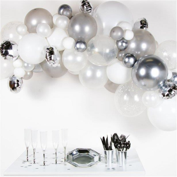 4M Latex Silver Balloon Arch DIY Kit Birthday Party Celebration Decoration Set