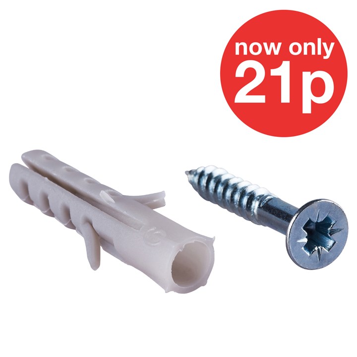 4mm X 25mm Wood Screw (6pc) With Anchor  6# (6pc)