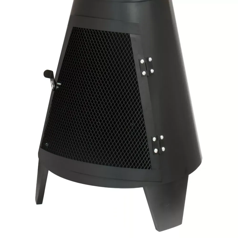 thumbnail image 2 of Esschert Design Modern Metal Chiminea - Black Outdoor Fireplace For Patio & Garden 2 of 6