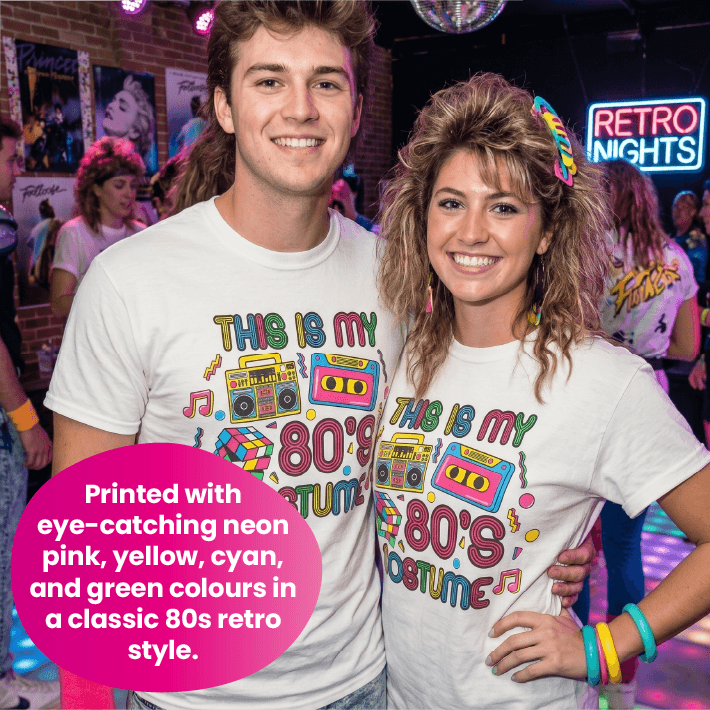Adults 80’s Costume T-Shirt | White Graphic Tee