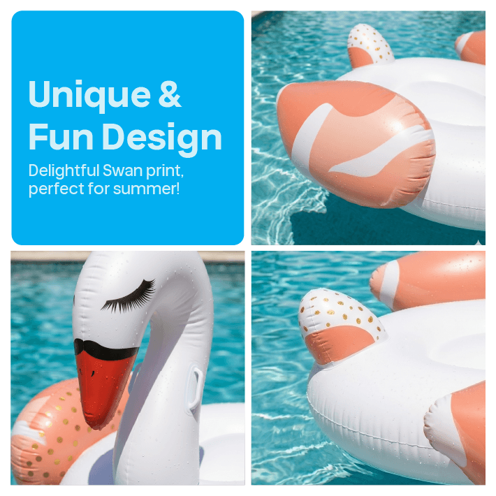 Giant Inflatable Swan Pool Float | Large 6ft Blow Up Swimming Ring Lounger for Pool & Beach | Adult & Kids Summer Float