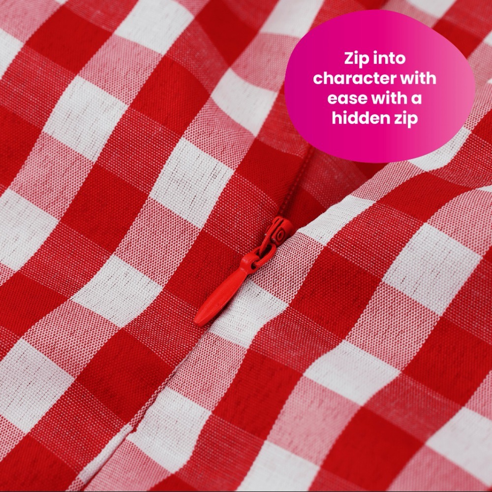 Girls Little Red Riding Hood Costume | 5 Pcs | Dress, Apron, Cape, Soft Basket & Wolf