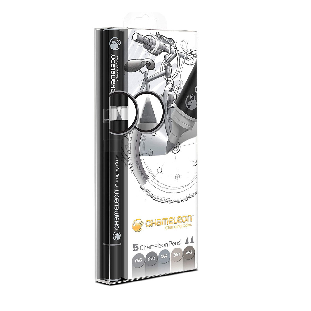 5 Marker Pen Set Chameleon Grey Tones Coloured Art Supplies Multi Colour Set