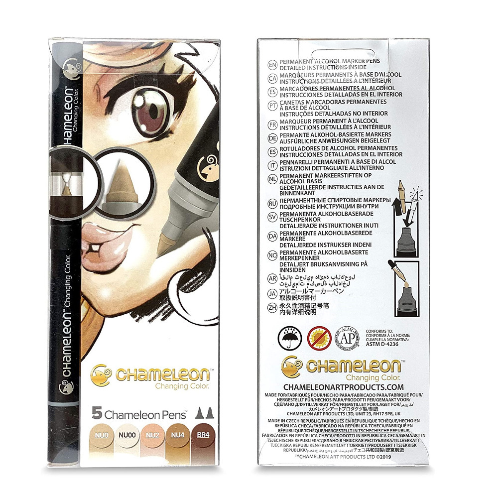 5 Marker Pen Set Chameleon Skin Tones Coloured Art Supplies Multi Colour Set