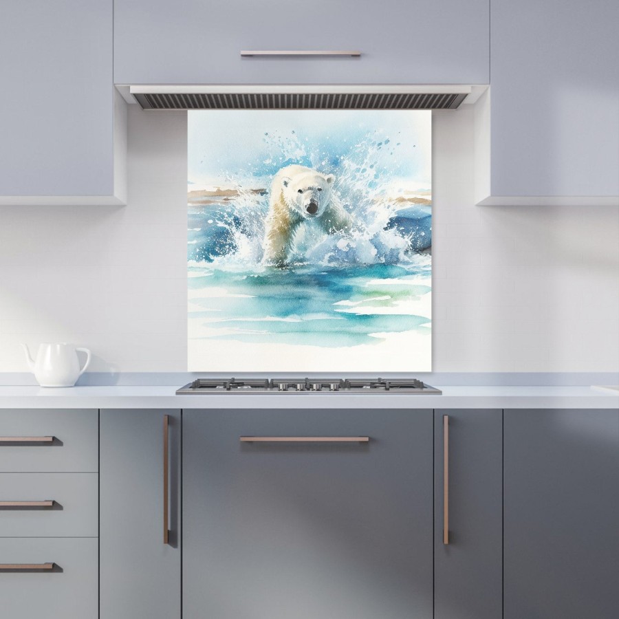 Click to view product details and reviews for Hunting Polar Bear Watercolour Kitchen Splashback W700mm X H750mm.