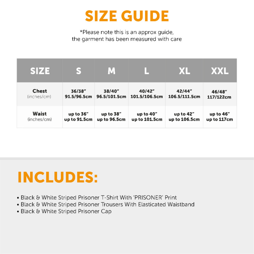 Black & White Striped Prisoner Costume