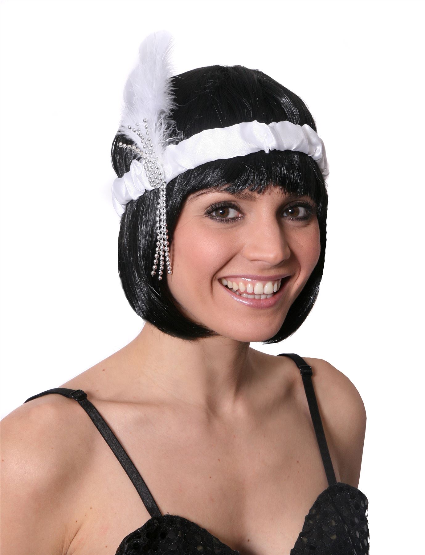 Click to view product details and reviews for 1920s Flapper Set Wig Headband White.