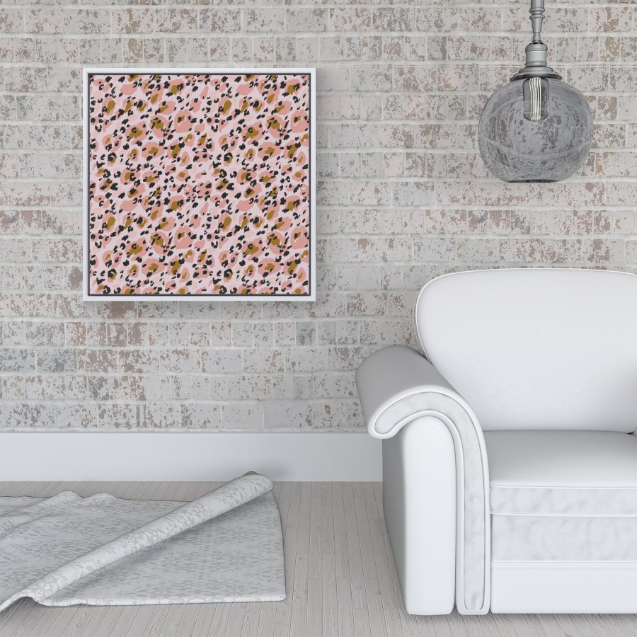 Click to view product details and reviews for Hand Drawn Pink Leopard Print Framed Canvas 16 X 16 White.