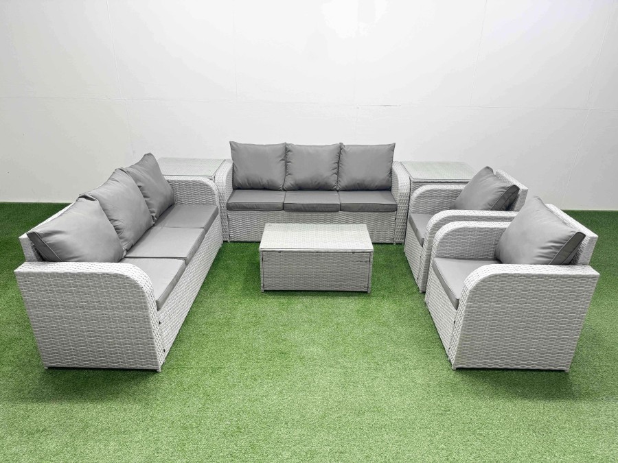 Click to view product details and reviews for Fimous Pe Rattan High Back Lounge Sofa Set Patio Coffee Table Chairs Set With 3 Seater Sofa Reclining Chair 2 Side Table Light Grey. Click to view product details and reviews for Fimous Pe Rattan High Back Lounge Sofa Set Patio Coffee Table Chairs Set With 3 Seater Sofa Reclining Chair 2 Side Table Light Grey.