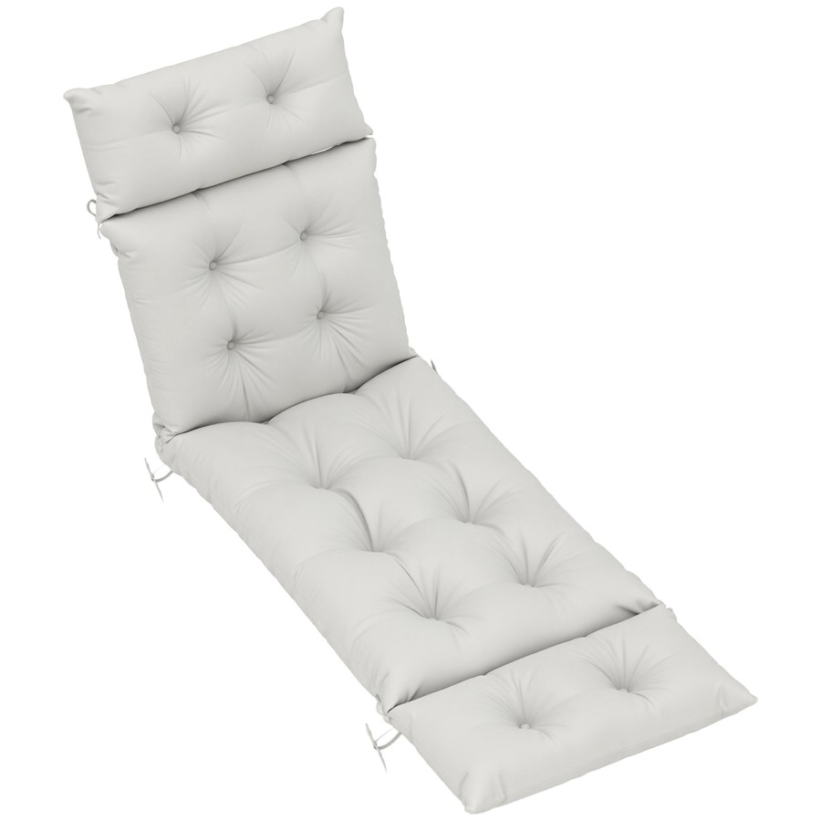 Click to view product details and reviews for Outsunny Sun Lounger Cushion Only 190x56x10cm Garden Lounge Chair Cushion Upf20 220gsm Fabric Thick Sunbed Replacement Cushion With 6 Ties Light.