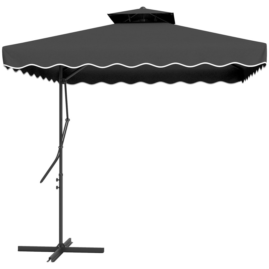 Outsunny 2.5m Cantilever Garden Parasol Umbrella with Cross Base, Black