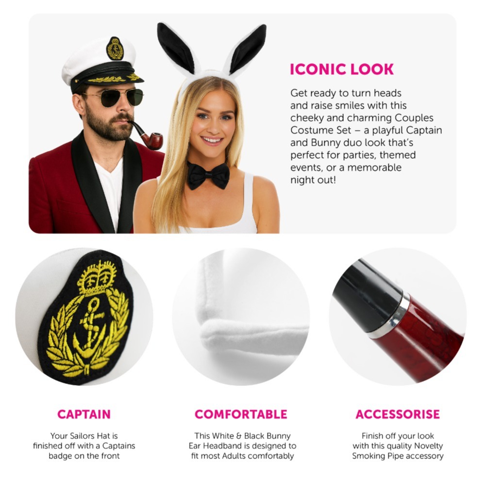 Couples Captain & Bunny Fancy Dress Set | 7 Pcs