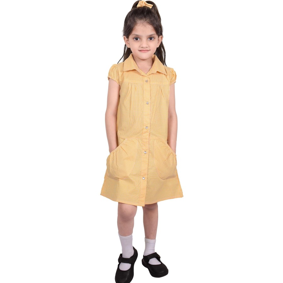 Click to view product details and reviews for Girls Uniform School Dress Gingham Check Printed Dress With Matching Scrunchies 7 8 Years Green.