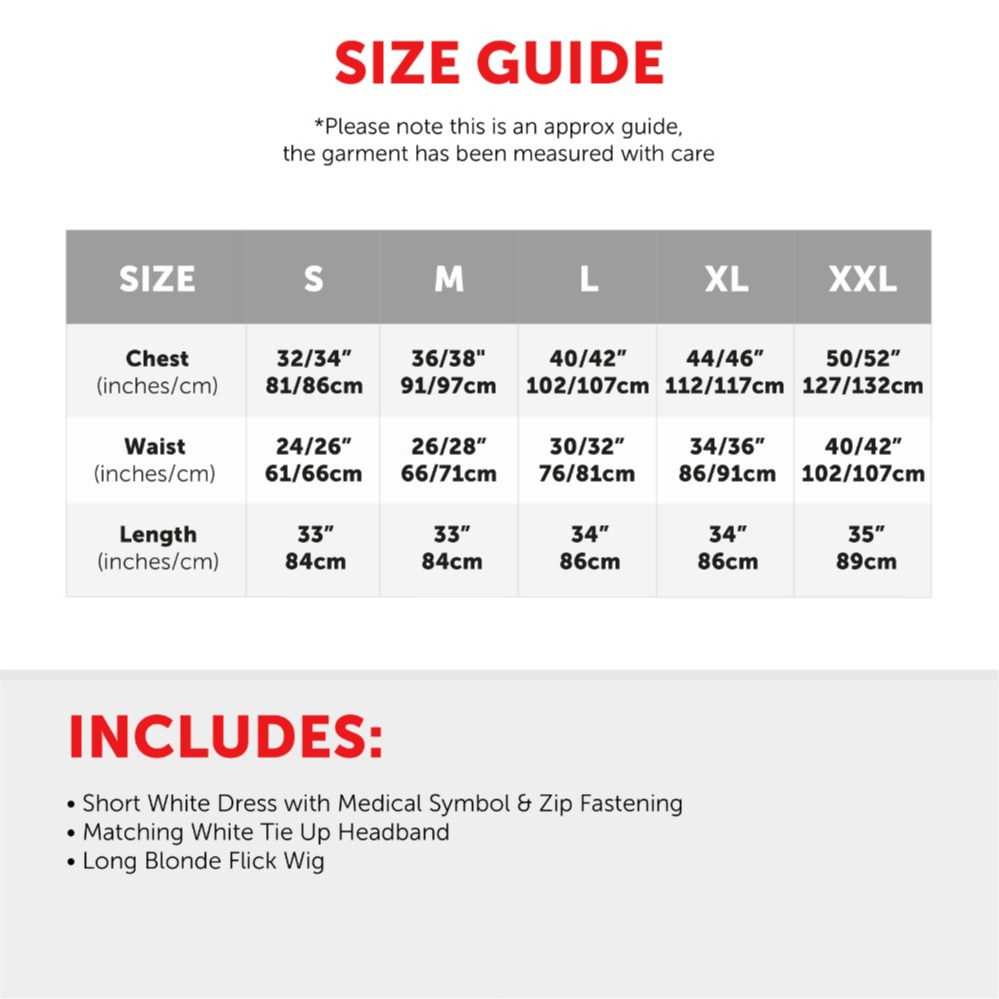 Mens Nurse Stag Do Costume with Blonde Flick Wig