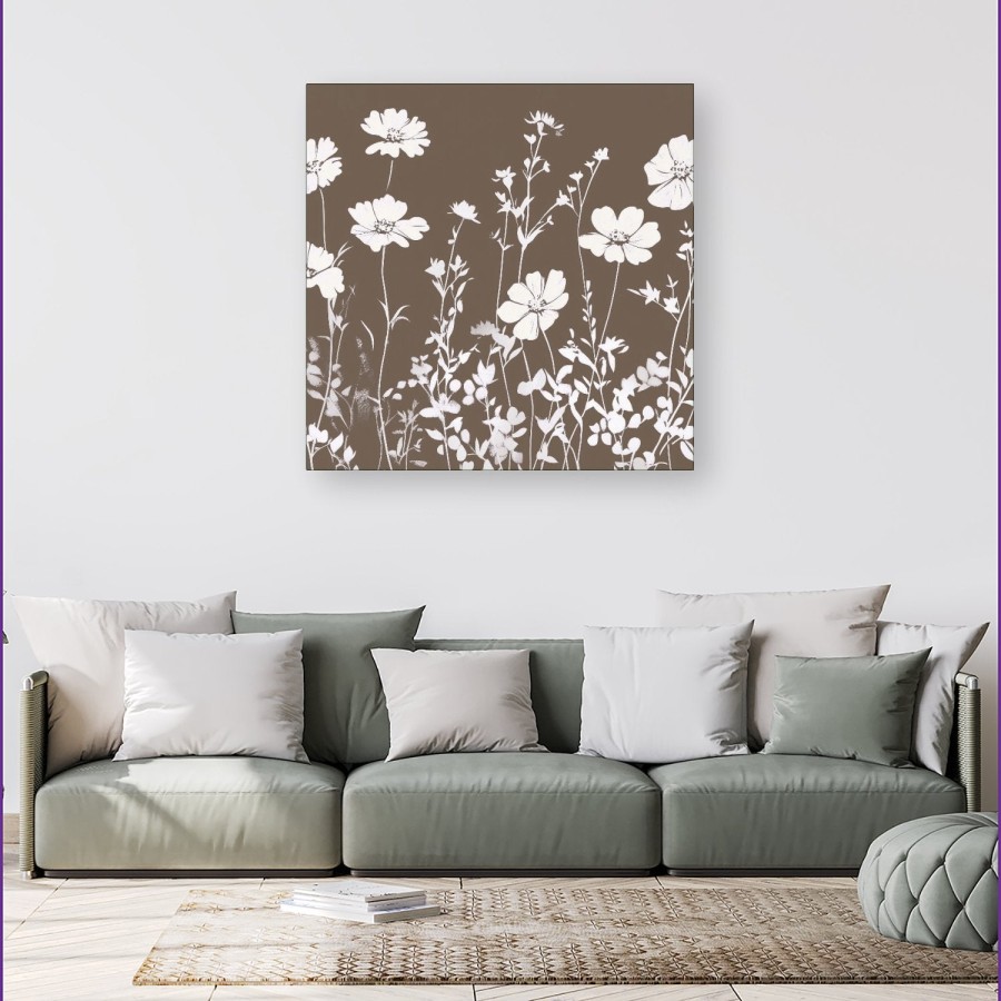 Click to view product details and reviews for Taupe And White Floral Silhouette Canvas Extra Large 40 X 40.