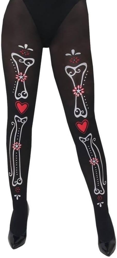 Ladies Day of the Dead Senorita Skeleton Costume | 4 Pcs | Dress, Tights, Headband & Face Tattoos