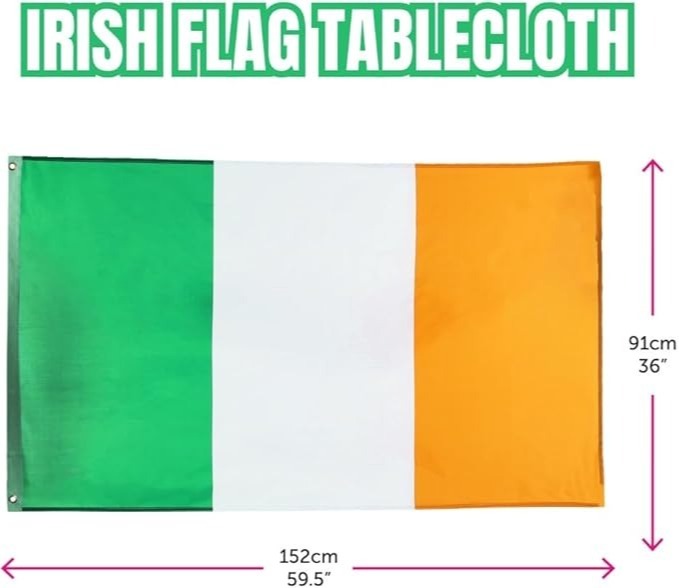 Ireland Flag Table Cover | Irish St Patricks Day | 3 X 5FT Polyester Table Cover