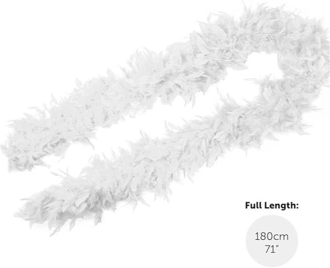 White Feather Boa Christmas Tree Decoration - Fluffy Festive Feather Tinsel