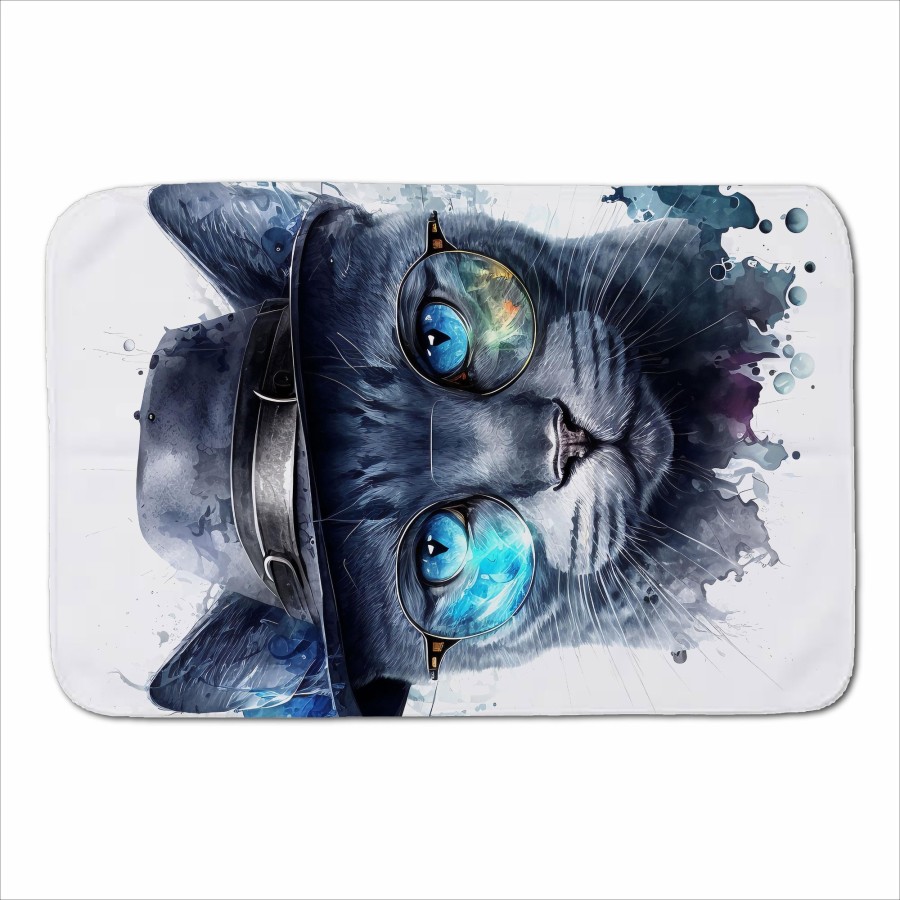 Click to view product details and reviews for Russian Blue Cat With Glasses Splashart Sherpa Blanket.