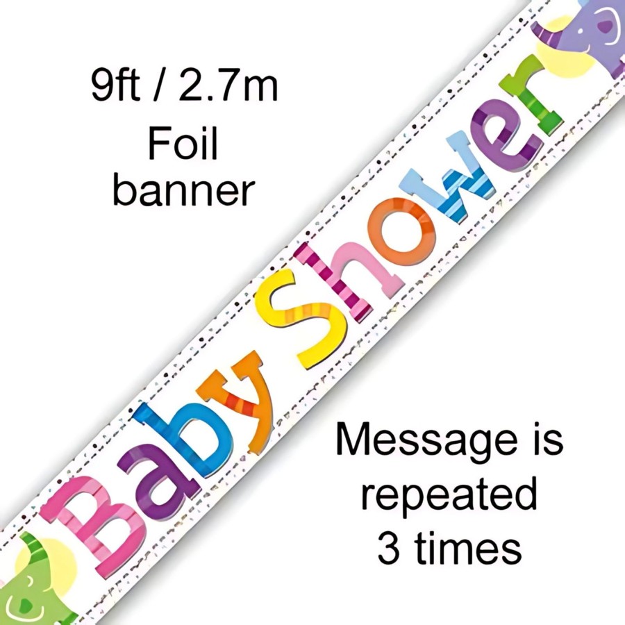 Click to view product details and reviews for 9ft Multi Colour Baby Shower Elephants Banner.