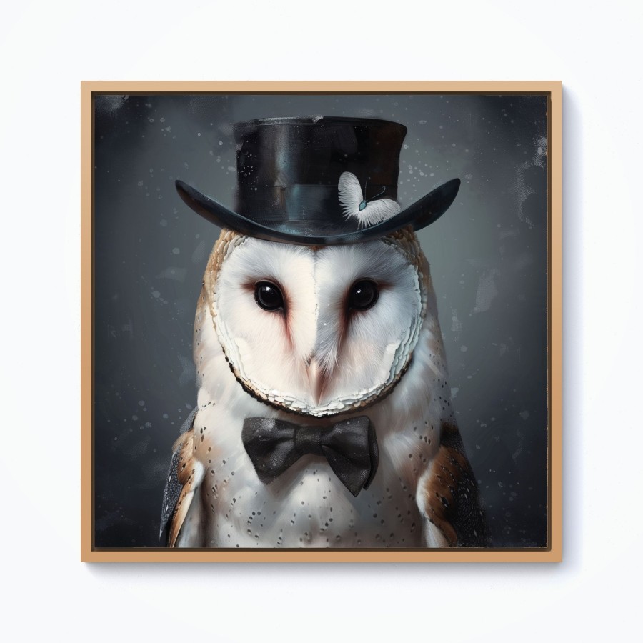 Click to view product details and reviews for Owl In A Top Hat Framed Canvas 10 X 10 Pine.