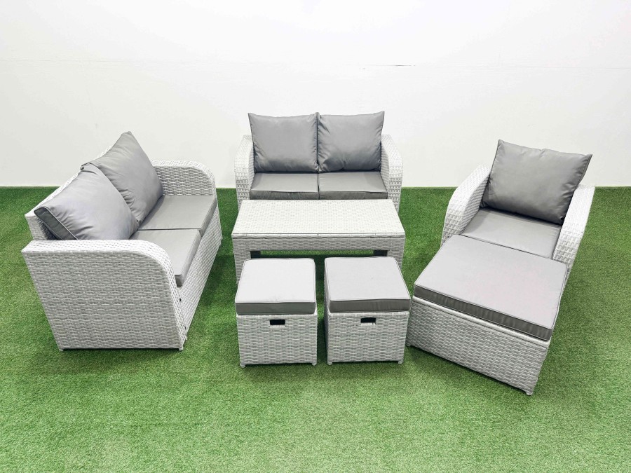 Click to view product details and reviews for Fimous High Back Poly Rattan Garden Furniture Set With Reclining Chair Loveseat Sofa Oblong Coffee Table Indoor Outdoor Patio Set 3 Stools Light Grey. Click to view product details and reviews for Fimous High Back Poly Rattan Garden Furniture Set With Reclining Chair Loveseat Sofa Oblong Coffee Table Indoor Outdoor Patio Set 3 Stools Light Grey.
