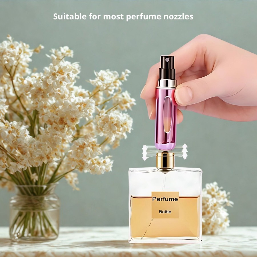 Click to view product details and reviews for Portable Mini Refillable Perfume Spray Bottle Atomiser 5ml Metallic Pink.