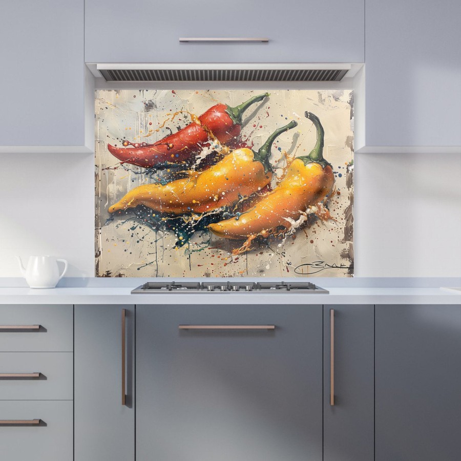 Click to view product details and reviews for Vivid Burst Pepper Splash Kitchen Splashback W900mm X H650mm.