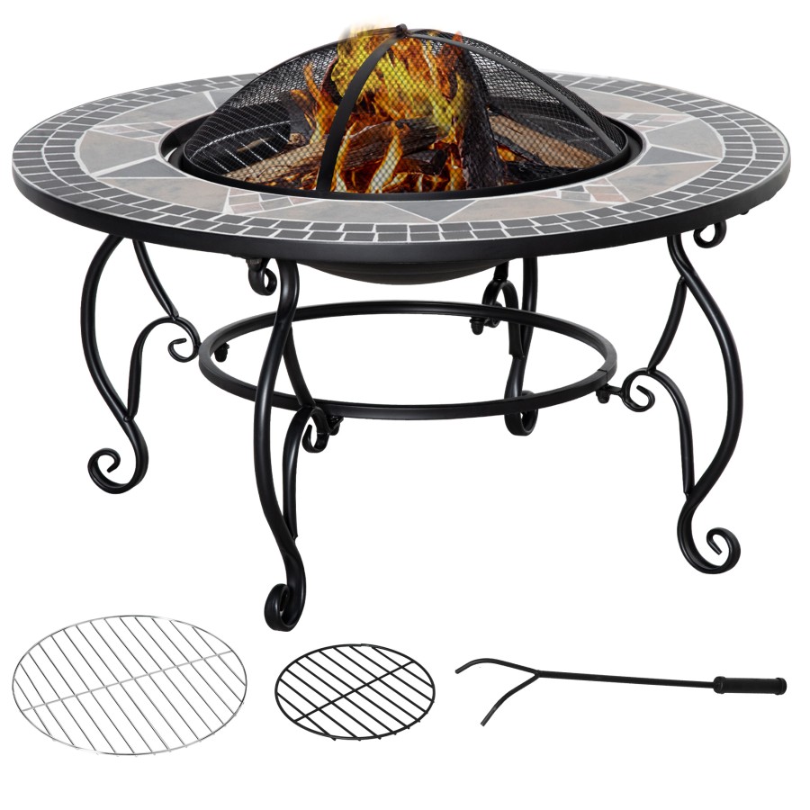 Click to view product details and reviews for Outsunny Firepit Fire Bowl W Grill Spark Screen Cover Fire Poker Bonfire Patio.