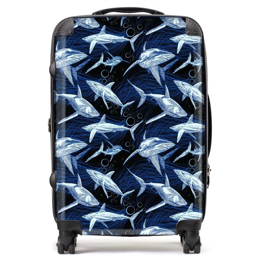 Click to view product details and reviews for Hand Drawn Shark Pattern Suitcase Medium.
