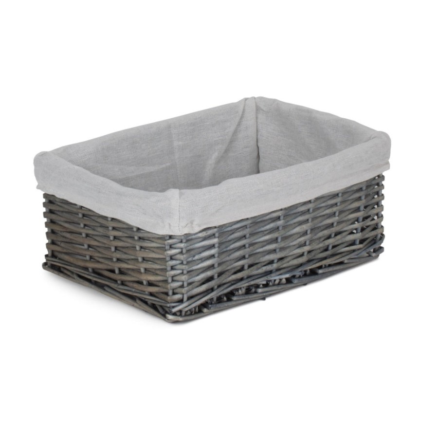 Red Hamper Antique Wash Wicker Storage Basket With Lining - Small