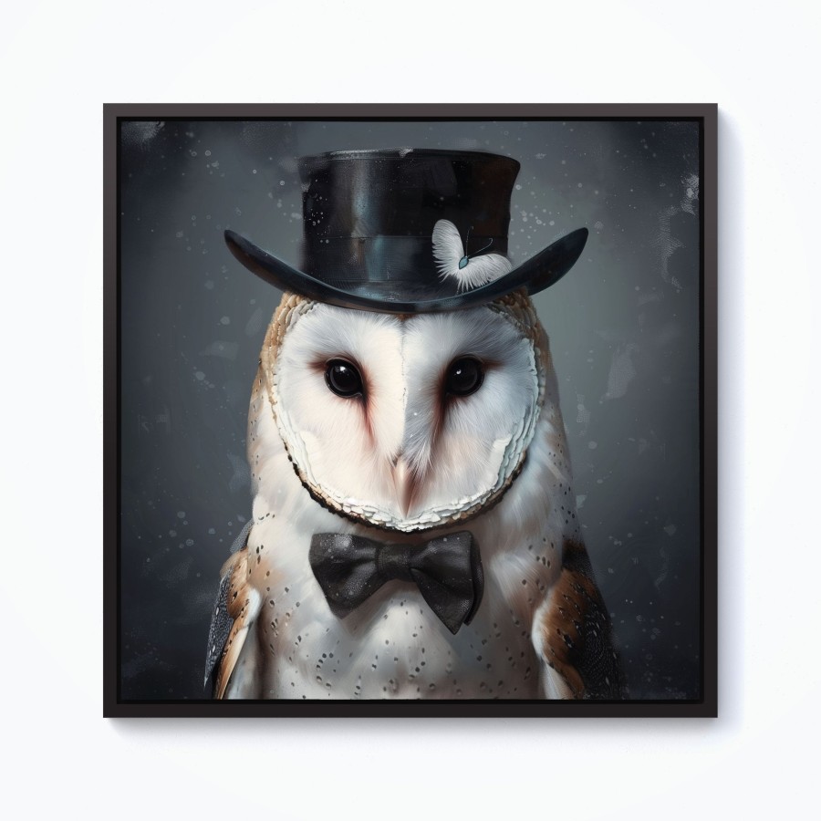Click to view product details and reviews for Owl In A Top Hat Framed Canvas 10 X 10 Black.