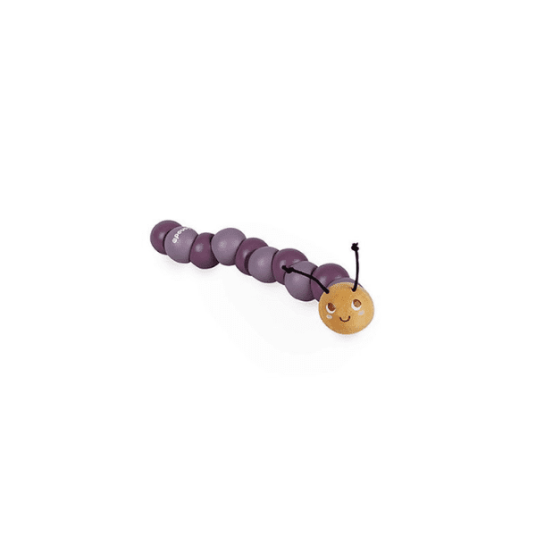 Click to view product details and reviews for Wiggly Caterpillar Wooden Jointed Clutching Toy Purple.