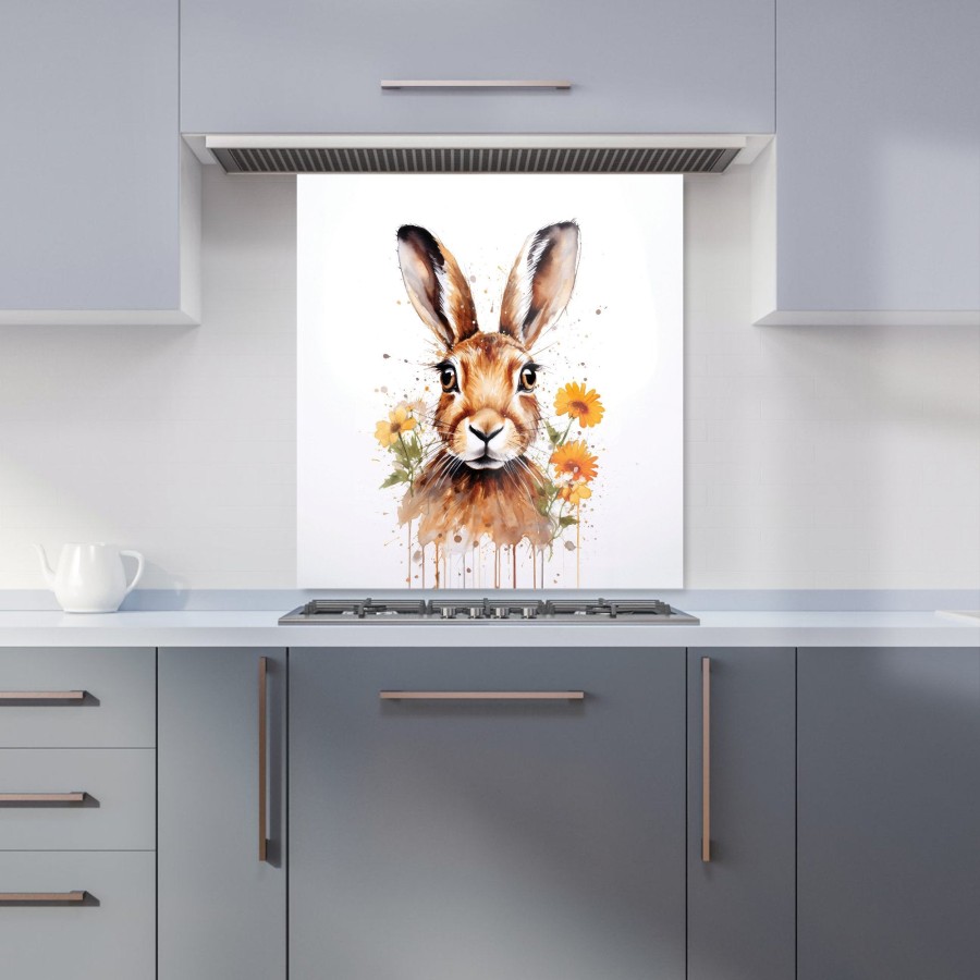 Click to view product details and reviews for Watercolour Hare And Daisies Kitchen Splashback W700mm X H750mm.