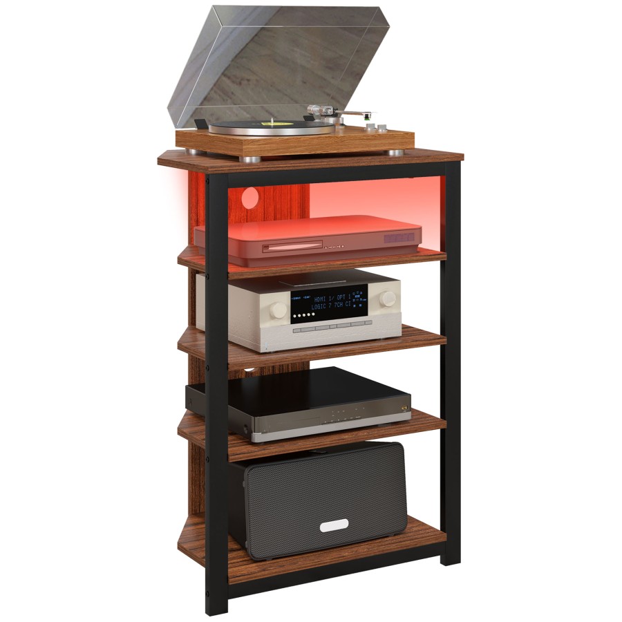 Click to view product details and reviews for Homcom 4 Tier Corner Tv Stand With Storage Led Lights Cable Management Small Tv Unit Entertainment Centre For Tvs Up To 29 For Living Room Bedr.
