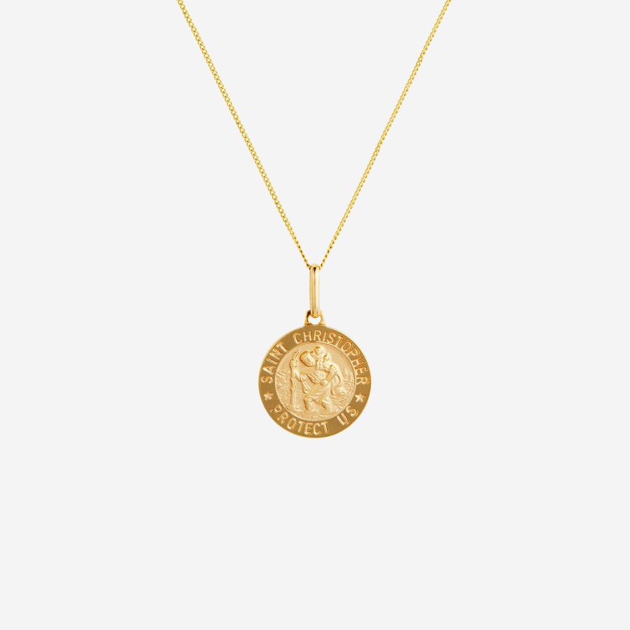 Click to view product details and reviews for 54 Floral 8k Gold Plated Saint Christopher Pendant Necklace Chain Gold 18.