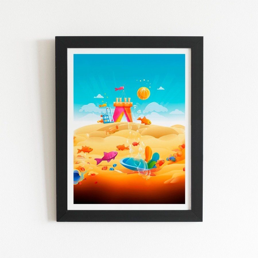 Click to view product details and reviews for Fishes On A Beach Holiday Art Prints 8 X 10 Black Frame.