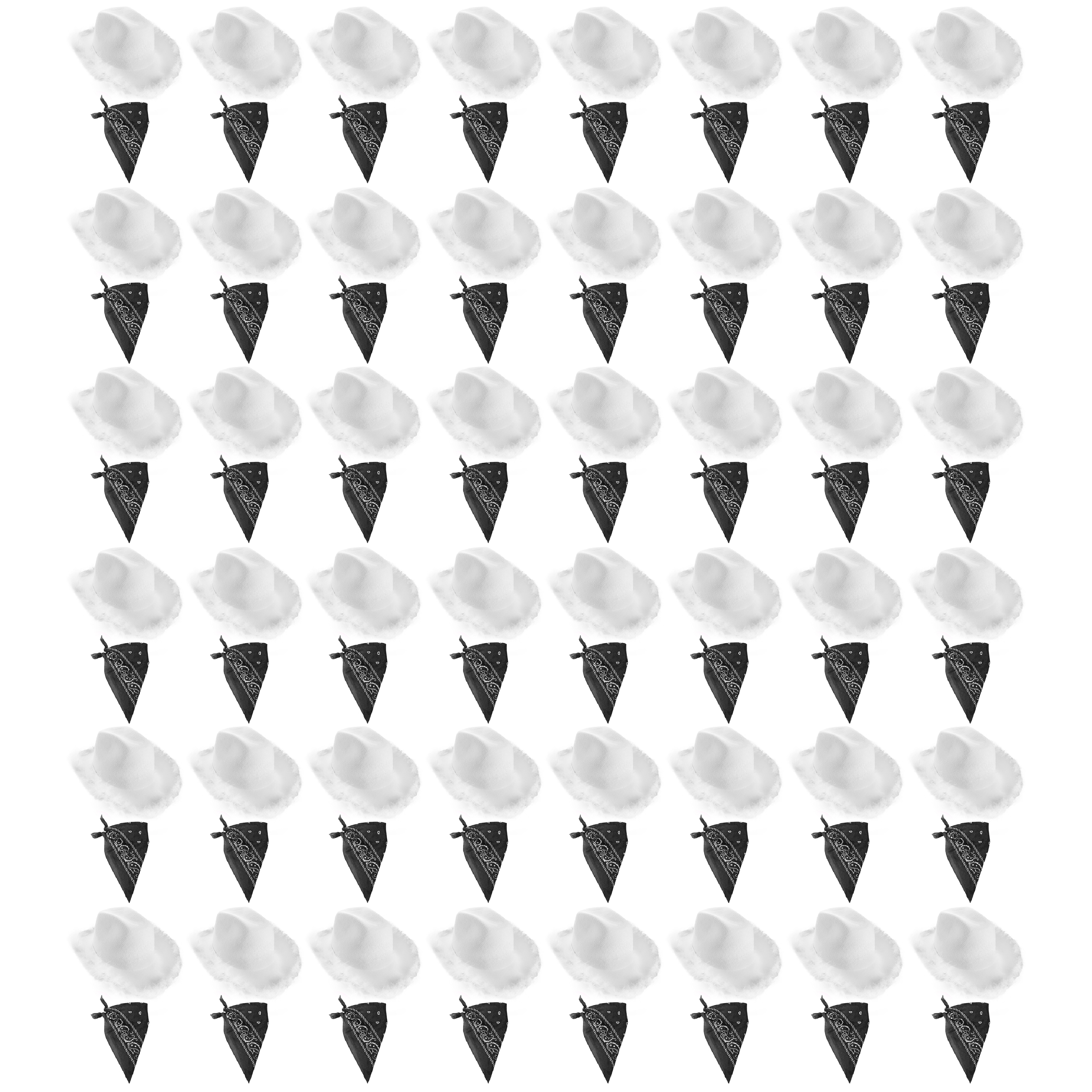 Click to view product details and reviews for White Cowboy Hat Black Bandana Pack Of 48.