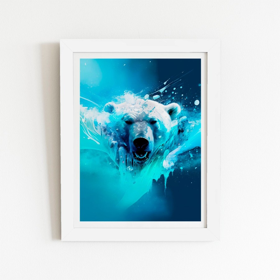 Click to view product details and reviews for Polar Bear Face Splashart Art Prints 16 X 24 Black Frame.