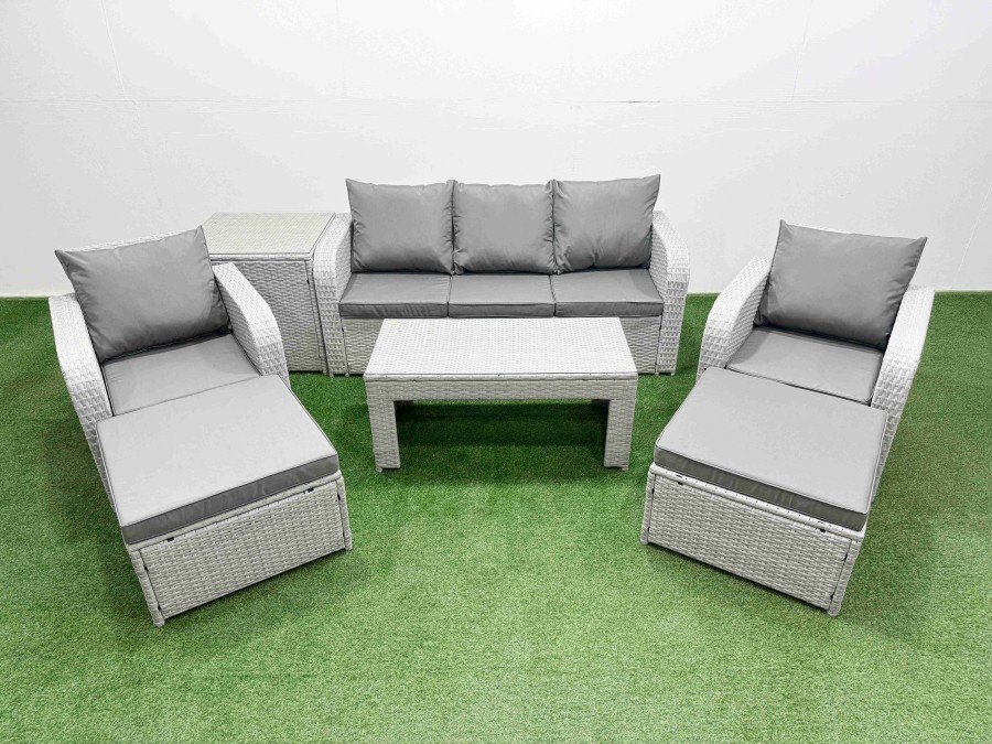 Click to view product details and reviews for Fimous Pe Rattan Garden Furniture Set Reclining Chair Sofa Lounge Sofa Set Rectangular Coffee Table Side Table 2 Big Footstool Light Grey. Click to view product details and reviews for Fimous Pe Rattan Garden Furniture Set Reclining Chair Sofa Lounge Sofa Set Rectangular Coffee Table Side Table 2 Big Footstool Light Grey.