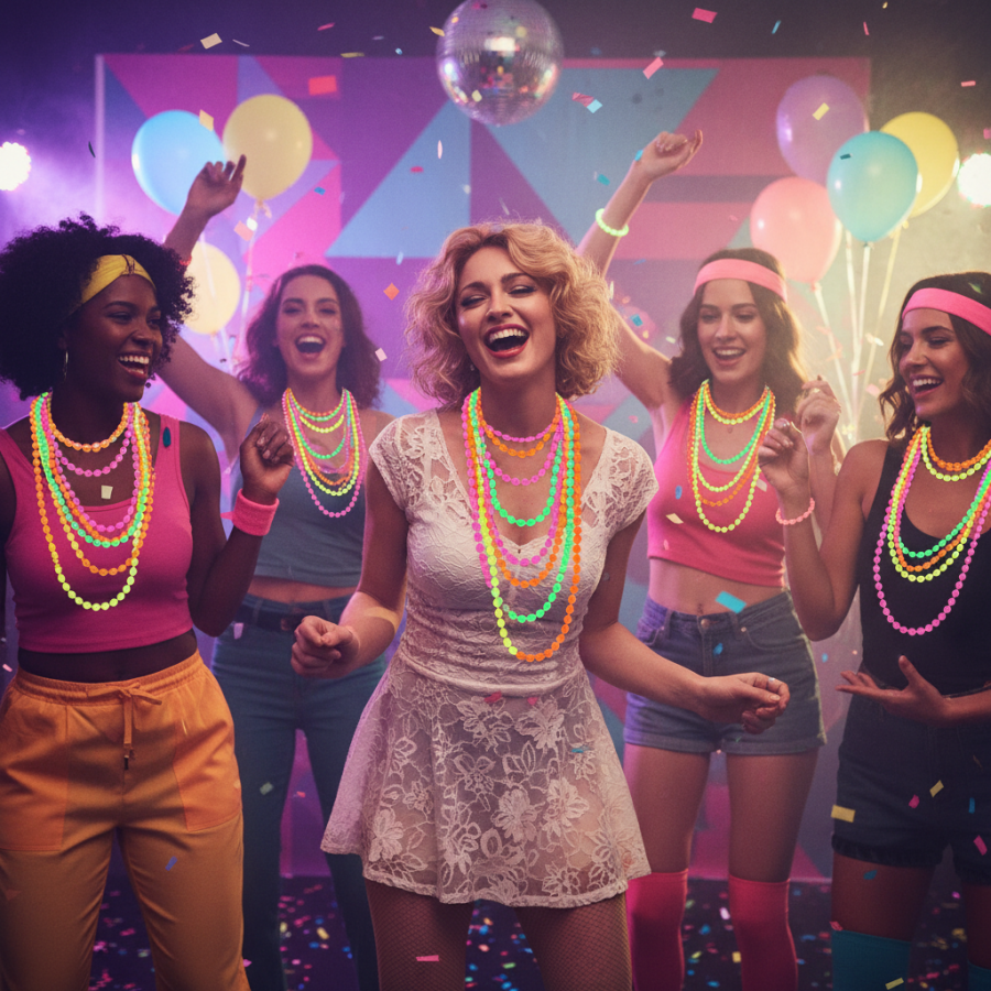 Click to view product details and reviews for Wicked Costumes Womens 80s Neon Bead Necklace Set 4 Piece Retro Party Accessories.