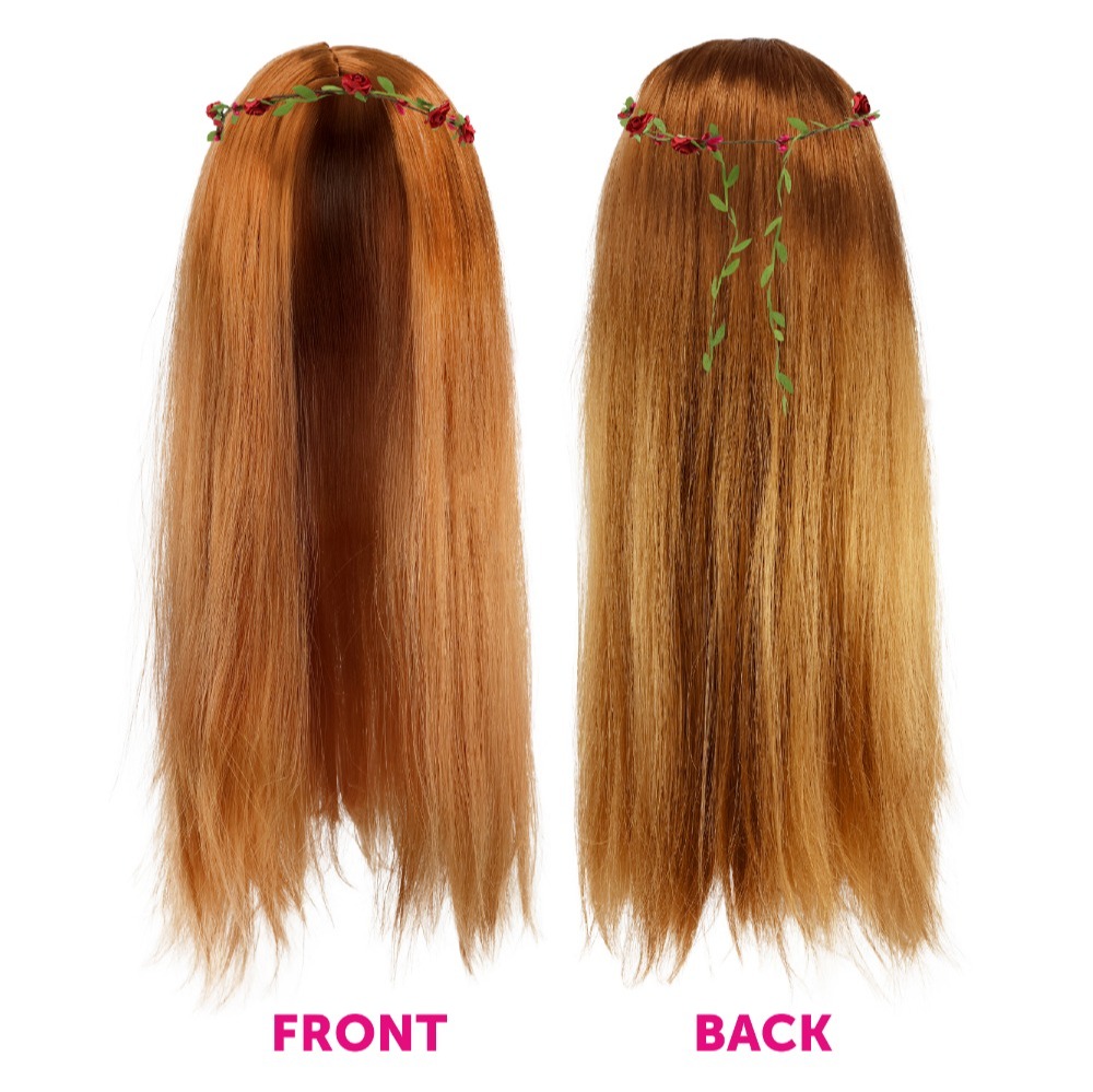 Hippy Accessory Set – Wig, Rainbow Peace Necklace & Red Flower Headband