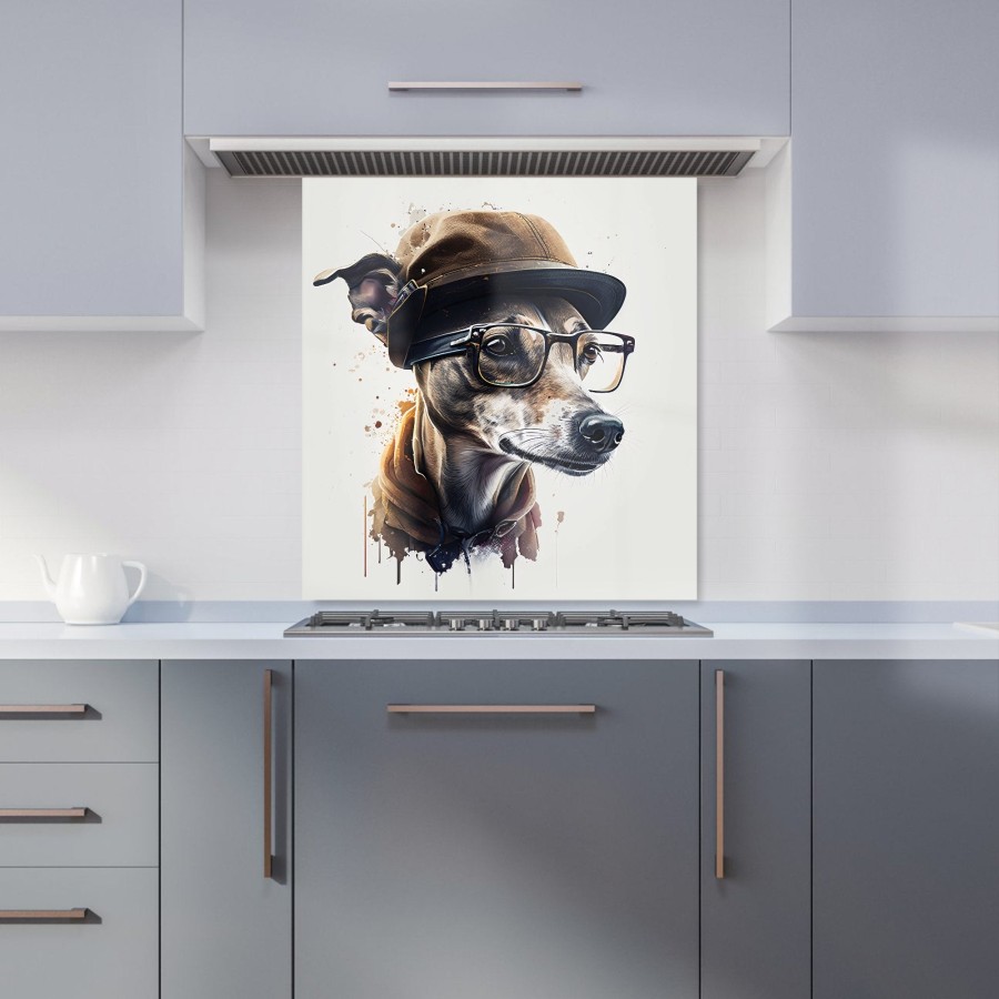 Click to view product details and reviews for Whippet Dog With Glasses Splashart Kitchen Splashback W700mm X H650mm.