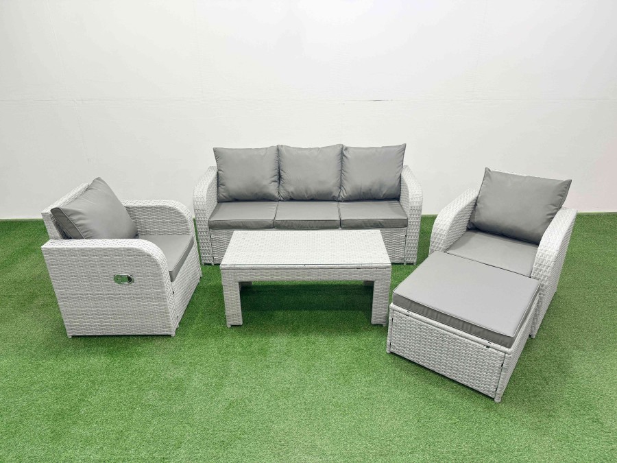 Click to view product details and reviews for Fimous Pe Rattan Garden Furniture Set Reclining Chair Sofa Lounge Sofa Set Rectangular Coffee Table Big Footstool Light Grey. Click to view product details and reviews for Fimous Pe Rattan Garden Furniture Set Reclining Chair Sofa Lounge Sofa Set Rectangular Coffee Table Big Footstool Light Grey.